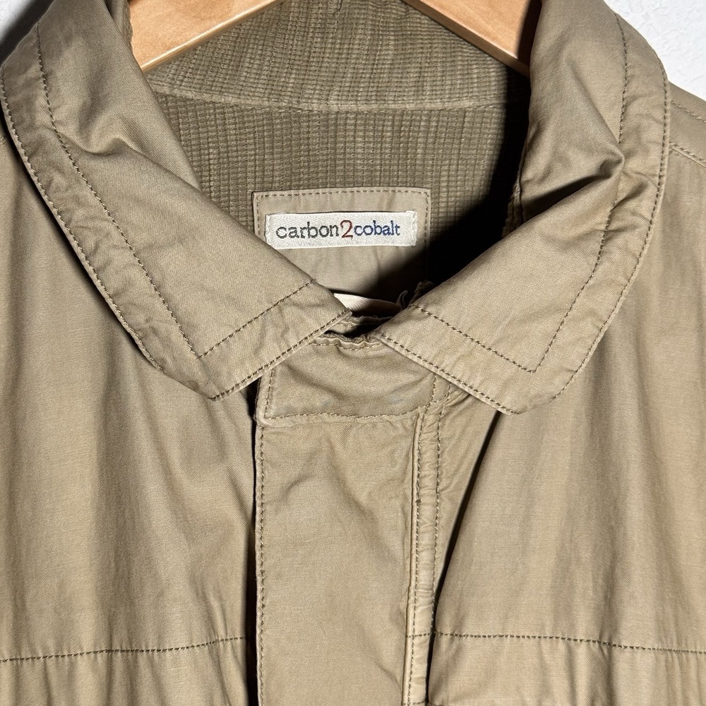 Carbon2Cobalt Utility Jacket Mens Khaki Cotton Snap‎ Front | Size Large
